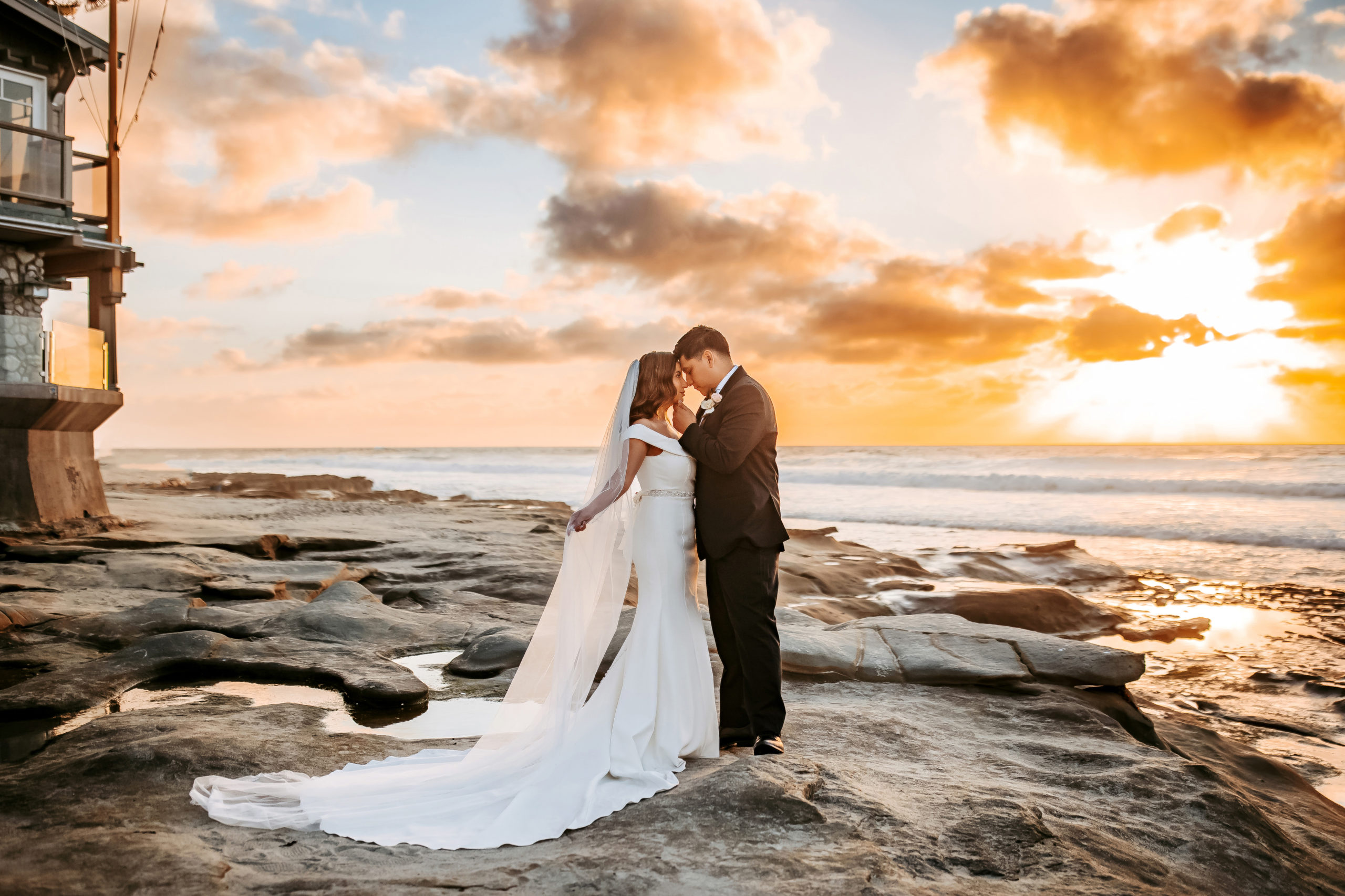 The Darlington house wedding portraits bride and groom beach photos
